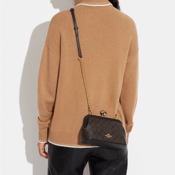 NWT Coach Nora Kisslock Brown Black Crossbody Bag - Picture 8 of 9